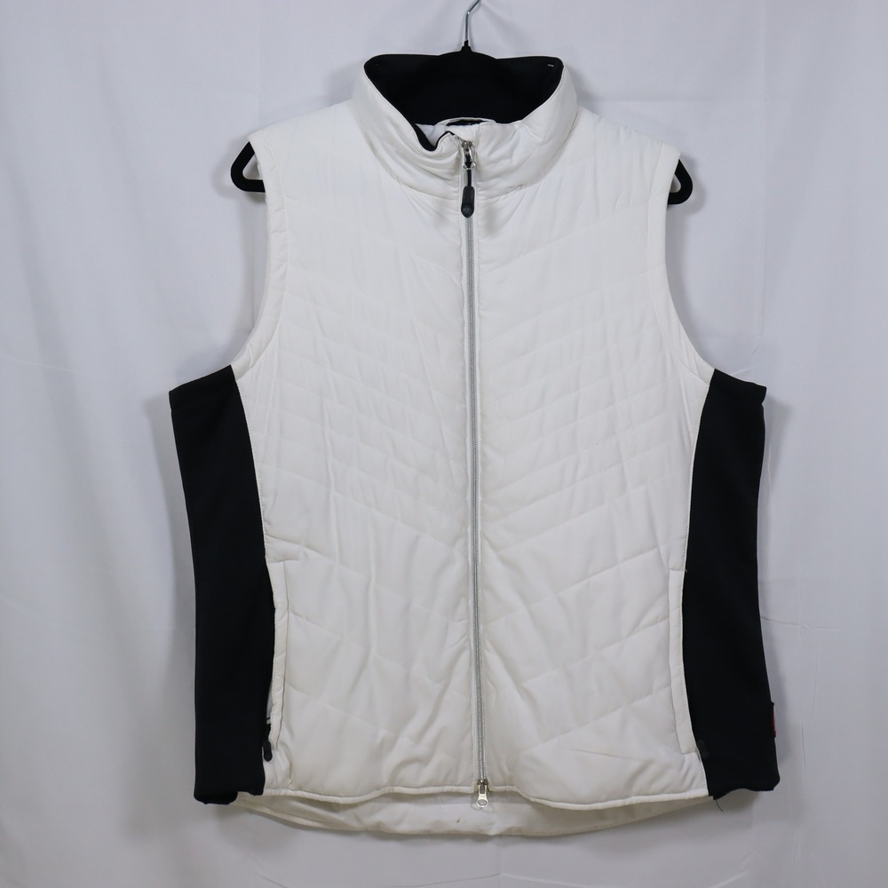 Boulder Gear Womens 2X White Black Quilted Puffer Vest Full Zip Ski